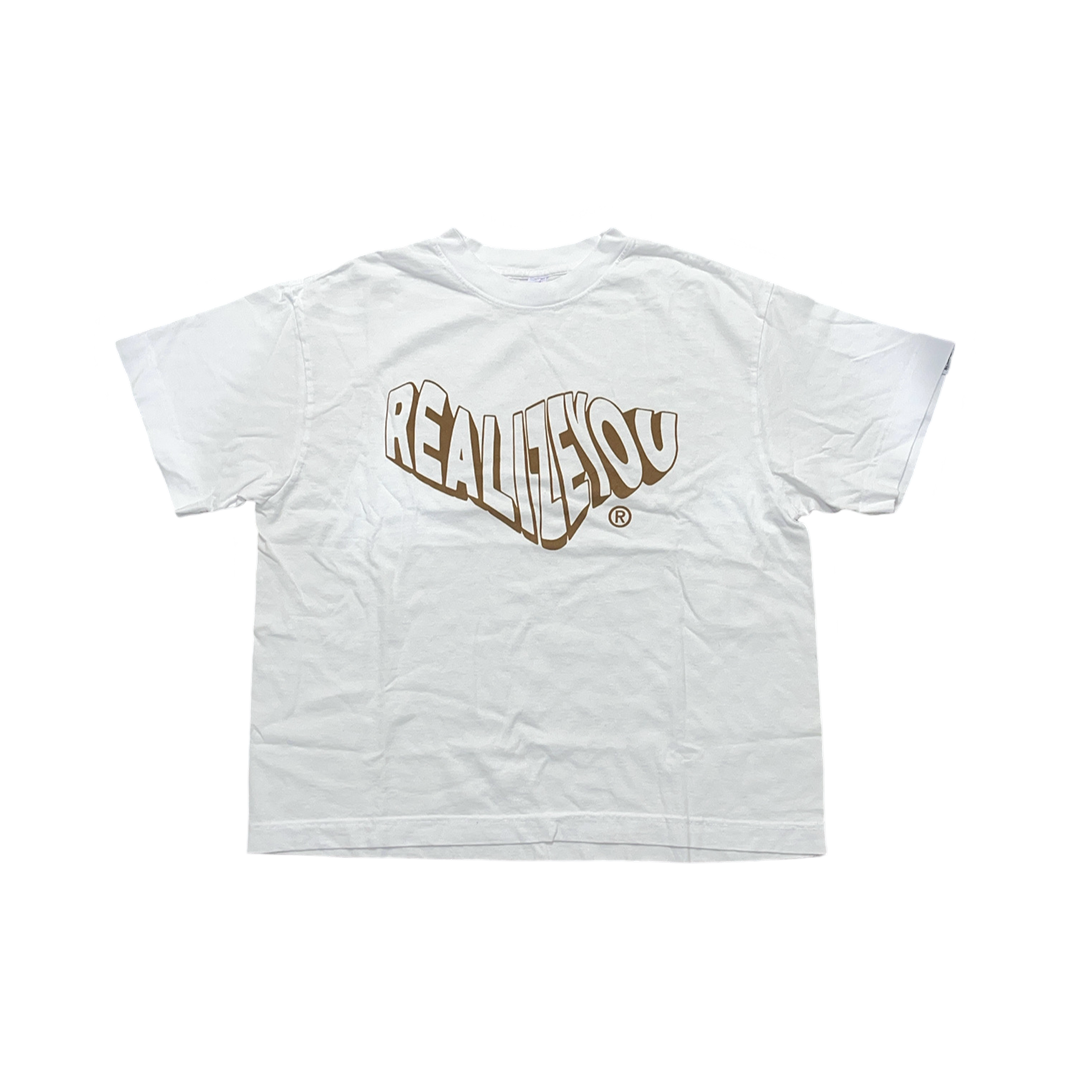 WAVY LOGO TEE (WHITE/BROWN)